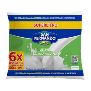 Leche San Fernando Deslactosada Bolsa 1100 ml 6 Und